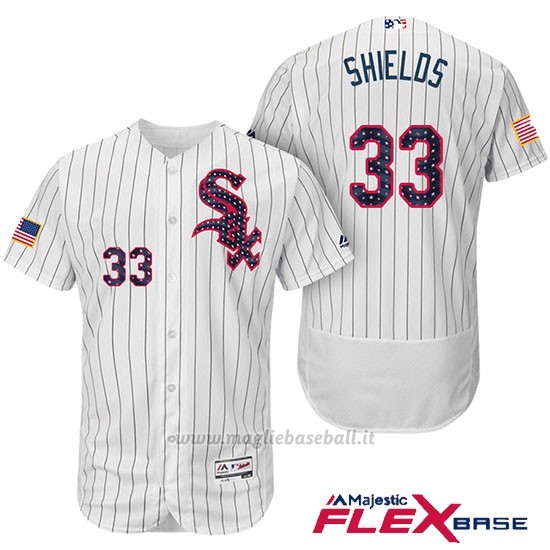 Maglia Baseball Uomo Chicago White Sox 2017 Estrellas Y Rayas 33 James Shields Bianco Flex Base